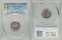 Republic 1/2 Sol 1830 PTS-JL MS65 PCGS, Potosi mint, KM93.2a. Variety with 6-pointed stars on reverse. A bold gem, clearly struck from clashed dies an...
