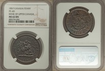 Province of Canada. Bank of Upper Canada Penny Token 1857 MS62 Brown NGC, KM-Tn3, PC-6D. 

HID09801242017