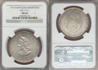 Republic Peso 1911-C.A.M. MS64 NGC, San Salvador mint, KM115.1. An enticing Latin American crown showcasing pronounced rims and subtle whirls of cartw...