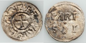 Carolingian. Charles the Bald (840-875) Denier ND (840-864) VF (crystalized, lightly scrubbed), Paris mint, Dep-761, MG-826var (reverse legend). 19mm....