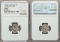 County of Poitou. Anonymous Immobilized Obol ND (c. 11th-12th Century) AU55 NGC, Melle mint, Dep-631var., Bailleul-0241F. 17mm. 0.54gm. An extremely h...