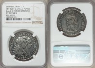 William & Mary 1/2 Crown 1689 VF Details (Cleaned) NGC, KM472.1, S-3434. First busts of William & Mary / First crowned shield with pearls, caul & inte...