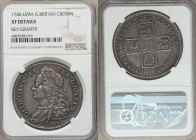 George II "Lima" Crown 1746 XF Details (Reverse Graffiti) NGC, KM585.3, S-3689. Old collection gray toning with golden highlights visible around lette...