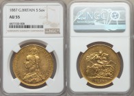 Victoria gold 5 Pounds 1887 AU55 NGC, KM769, S-3864. With lustrous honey-gold coloration, edge nicks.

HID09801242017