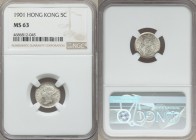 Brititsh Colony. 5-Piece Lot of Certified Assorted Issues, 1) Victoria 5 Cents 1901 - MS63 NGC, KM5 2) Edward VII Cent 1902 - UNC Detail (Cleaned) PCG...