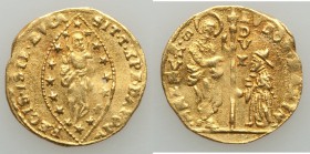 Venice. Ludovico Manin gold Zecchino ND (1789-1797) XF, KM755, Fr-1445. 21mm. 3.49gm. LUDOV MANIN S M VENET / DVX. Doge kneeling left, holding crucifo...