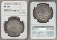 Republic 8 Reales 1858 Do-CP MS64+ NGC, Durango mint, KM377.4, DP-Do38. A scarcer date type. Well struck, with a blooming luster, and shimmering champ...