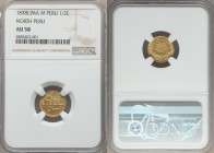 North Peru. Republic gold 1/2 Escudo 1838-M AU58 NGC, Lima mint, KM159. This coin is identical to the Republic type, KM146.1 and can only be identifie...