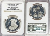 Republic 4-Piece Certified silver "Portuguese Discoveries" Proof Set 1998 PR69 Ultra Cameo NGC, 1) "Vasco da Gama" 200 Escudos 2) "India" 200 Escudos ...