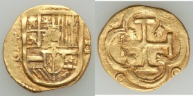 Philip III gold Cob 2 Escudo ND (1598-1621) To-C VF (clipped), Toledo mint, Fr-193. 20mm. 5.15gm. Weight a bit light due to being clipped. 

HID098012...