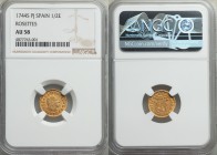 Philip V gold 1/2 Escudo 1744 S-PJ AU58 NGC, Seville mint, KM361.2. Fully struck with some residual luster and a light tone.

HID09801242017
