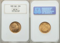 Oscar II gold 20 Kronor 1890-EB MS64 NGC, KM748. The reflective fields and spiral luster give this coin a nearly prooflike appearance.

HID09801242017