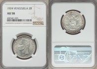 Republic 2 Bolivars 1924-(p) AU58 NGC, Philadelphia mint, KM-Y23. Aglow with cartwheel luster, bordering on Mint State.

HID09801242017