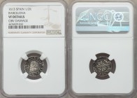 Pair of Certified Silver Minors NGC, 1) Spain: Barcelona. Philip III 1/2 Real 1613 - VF Details (Obverse Damage), KM11. 17mm. 2) Crusader States: Prin...