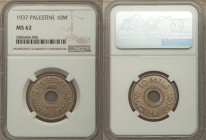 Pair of Certified Assorted Issues, 1) Palestine: British Mandate 10 Mils 1937 - MS62 NGC, KM14 2) Straits Settlements: British Colony 1/2 Cent 1932 - ...
