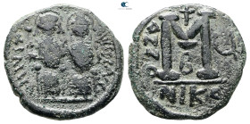 Justin II and Sophia AD 565-578. Nikomedia
Follis or 40 Nummi Æ

31 mm, 12,83 g



Good Fine