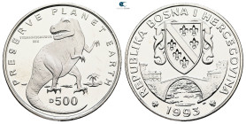 Bosnia and Herzegowina. AD 1993. Preserve Planet Earth
500 Dinara 1993

 mm, 28,52 g



Mint State
