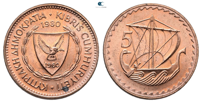 Cyprus. AD 1980. 
5 Mils

26 mm, 5,71 g



Extremely Fine