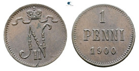 Finland. Nikolaus II of Russia AD 1894-1917. 
1 Penni CU 1900

15 mm, 1,26 g



Good Very Fine