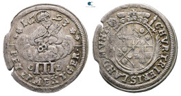 Germany. Trier AD 1623.
3 Petermerger 1623

mm, 2,11 g

Very Fine