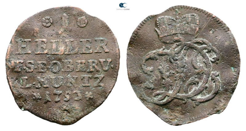 Germany. AD 1753. 
1 Heller 1753

 mm, 1,1 g



as pictured