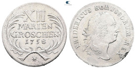 Germany. Preussen AD 1758. 
12 Mariengroschen 1758

 mm, 8,18 g



Nearly Extremely Fine