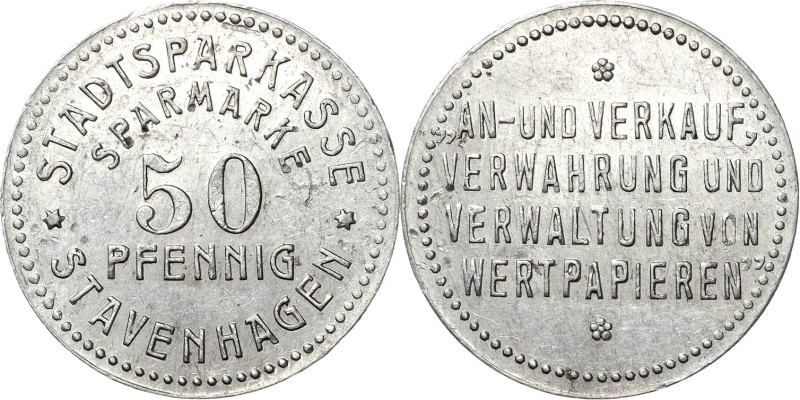 Städte und Gemeinden
Stavenhagen (Meckl.-Schw.) 50 Pfennig o.J. Stadtsparkasse....