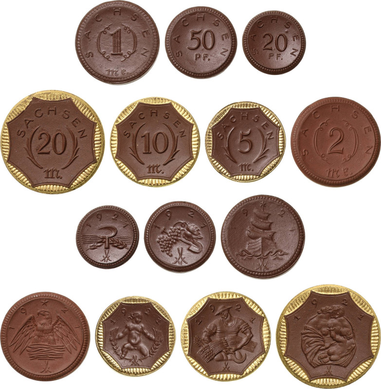 Staatliches Notgeld
Sachsen 20 Pfennig bis 20 Mark 1920 (Meißen) 5, 10 und 20 M...
