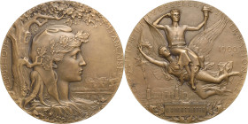Ausstellungen
Paris Bronzemedaille 1900 (J.C. Chaplain) Preismedaille der Weltausstellung in Paris. Kopf der Marianne unter Eichenbaum nach rechts, i...