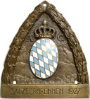 Auto- und Motorradmedaillen und -plaketten
Bayern Einseitige teilemaillierte Bronzeplakette 1927. Zielfahrt zum Salzbergrennen - Bayerischer Automobi...