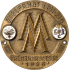 Auto- und Motorradmedaillen und -plaketten
Leipzig Einseitige Bronzeplakette 1928 (A. Wollram, Dessau) ADAC-Zielfahrt zur Frühjahrsmesse. Messesymbol...