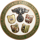 Auto- und Motorradmedaillen und -plaketten
Sachsen Einseitige bronzierte und teilemaillierte Eisenplakette 1936 (H. Aurich, Dresden) Geländewettbewer...