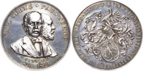 Buchdruck
 Silbermedaille 1899 (unsigniert, von Schreitmüller/R. Diller) Auf das 50-jährige Bestehen der Buchdruckerei Jehne in Dippoldiswalde. Brust...