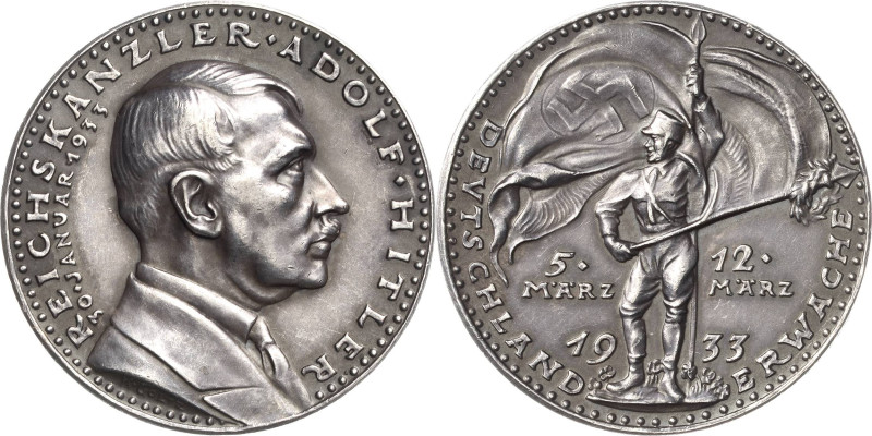 Drittes Reich
 Silbermedaille 1933. Auf die Wahl Adolf Hitlers zum Reichskanzle...