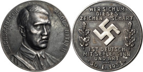 Drittes Reich
 Silbermedaille 1933 (Oertel) Ernennung Hitlers zum Reichskanzler am 30.1.1933. Brustbild halbrechts / Hakenkreuz zwischen 2 Eichenzwei...