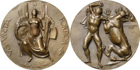 Drittes Reich
 Bronzemedaille 1938 (Filippo Sgarlata) Besuch Hitlers in Italien 'Vis Unita Fortior'. Geflügelter Genius mit Liktorenbündel und Hakenk...