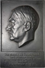 Drittes Reich
 Einseitige Eisengussplakette o.J. (W. Wolff) Hitler. Kopf nach links, im Abschnitt 5 Zeilen Schrift. 318 x 213 mm, ca. 2,1 kg. Mit Auf...