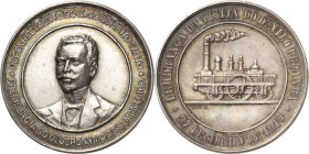 Eisenbahnen
 Silbermedaille 1910 (C. Da M.) Erinnerung an den Besuch des brasilianischen Präsidenten Nilo Peçanha der neuen Bahnlinie Brustbild halbl...