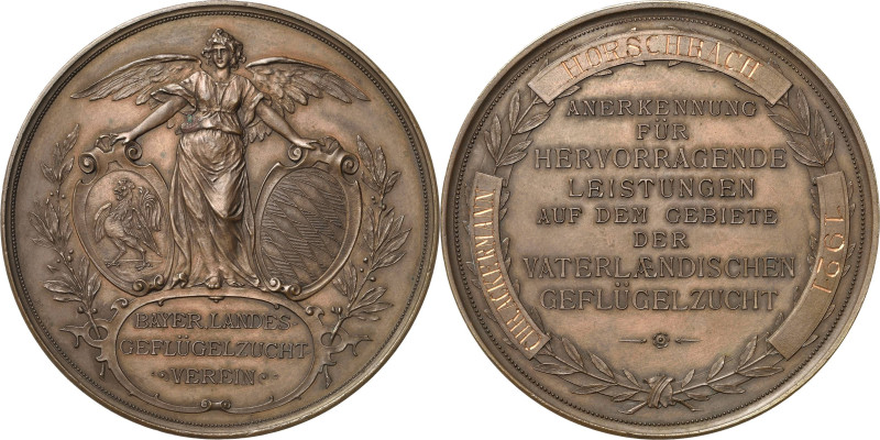 Tiere/Tierzucht
Geflügel/Geflügelzucht Bronzemedaille o.J. (graviert 1921) (A. ...