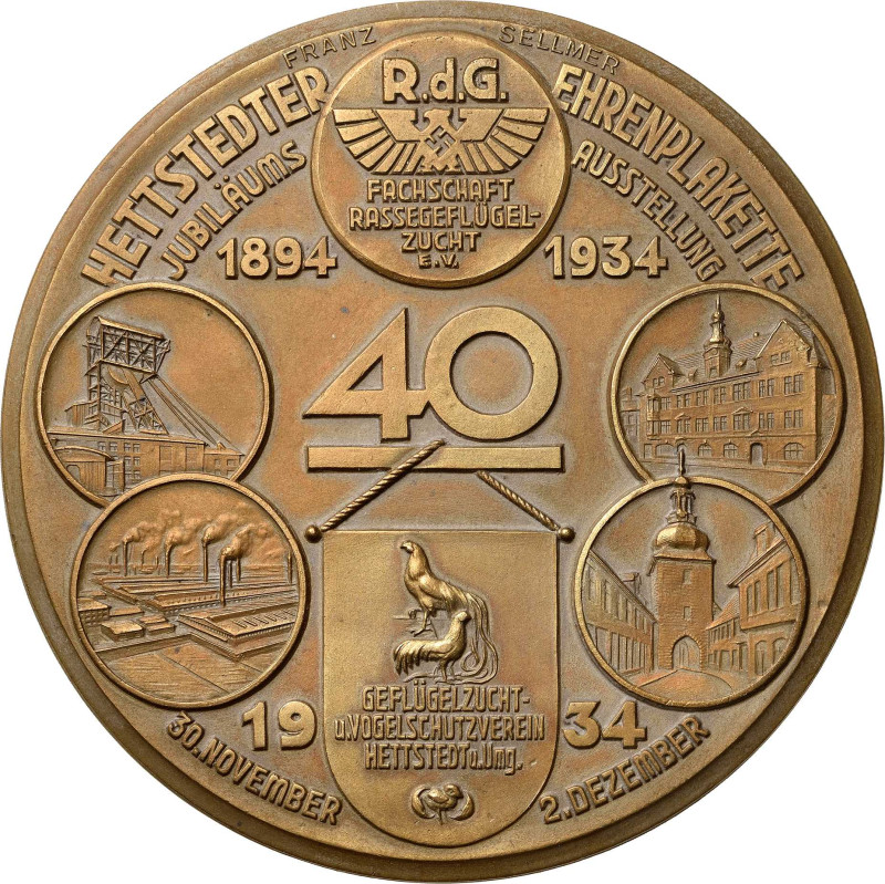 Tiere/Tierzucht
Geflügel/Geflügelzucht Einseitige Bronzeplakette 1934 (F. Sellm...