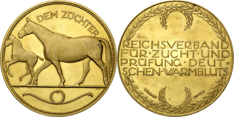 Tiere/Tierzucht
Pferde Vergoldete Bronzemedaille o.J. (W. Fritsch/Lauer) Preism...