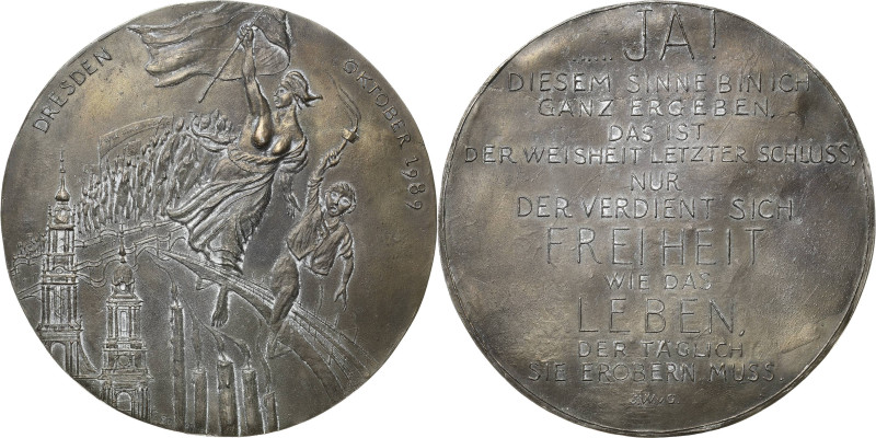 Güttler, Peter-Götz 1939-2024 Weißmetallgussmedaille 1990. Oktobertage 1989 Dres...