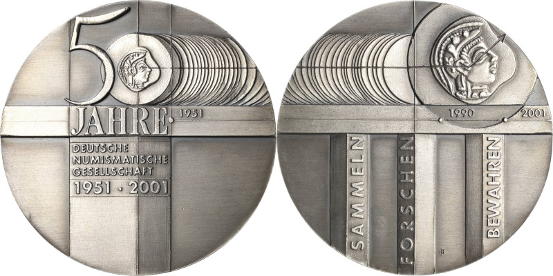 Güttler, Peter-Götz 1939-2024 Silbermedaille 2001. 50 Jahre Deutsche Numismatisc...