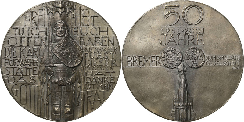 Güttler, Peter-Götz 1939-2024 Weißmetallgussmedaille 2001. 50-jähriges Bestehen ...