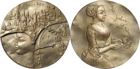 Güttler, Peter-Götz 1939-2024 Weißmetallgussmedaille 2005. 800 Jahre Dresden. Antlitz einer jungen Frau als Personifikation der Stadt nach links, im F...