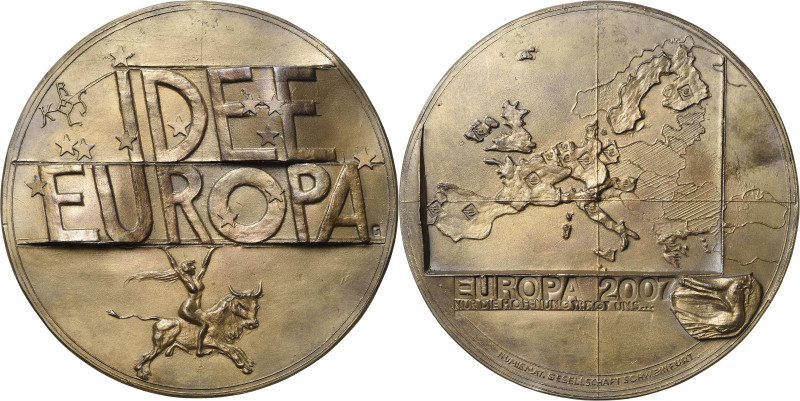 Güttler, Peter-Götz 1939-2024 Weißmetallgussmedaille 2007. Idee Europa. Europa a...