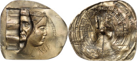 Güttler, Peter-Götz 1939-2024 Weißmetallgussplakette 2007. Dante und Beatrice. Angeschnittenes fiktives Porträt von Dante en face neben dem ebenfalls ...