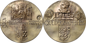 Güttler, Peter-Götz 1939-2024 Weißmetallgussmedaille 2008. 5. Deutsches und 43. Süddeutsches Münzsammlertreffen in Queidersbach. Im Feld oben unter ei...