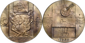 Güttler, Peter-Götz 1939-2024 Weißmetallgussmedaille 2009. Varusschlacht vor 2000 Jahren. Zwei aneinandergekettete nackte Germanen, darüber Kartenauss...
