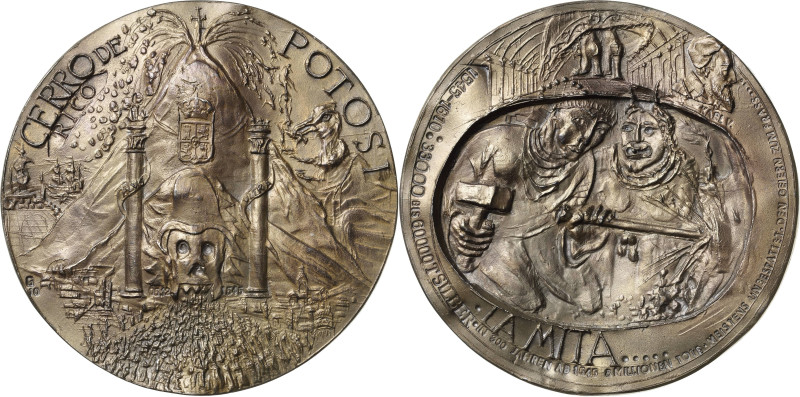 Güttler, Peter-Götz 1939-2024 Weißmetallgussmedaille 2010. Cerro de Rico Potosí ...
